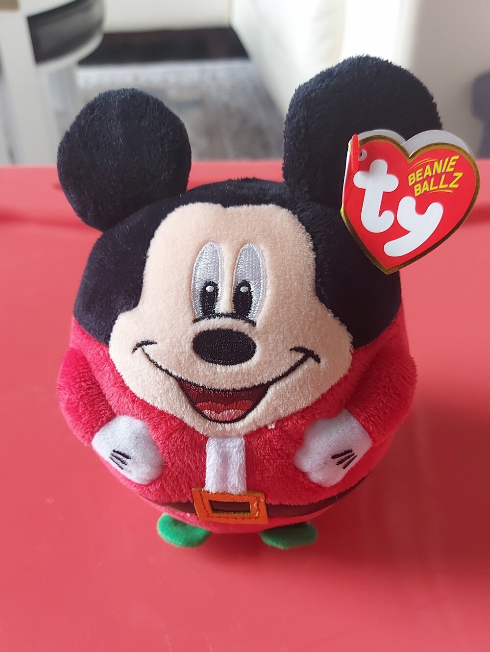 Ty Beanie Ballz Mickey Mouse Red Black Plush